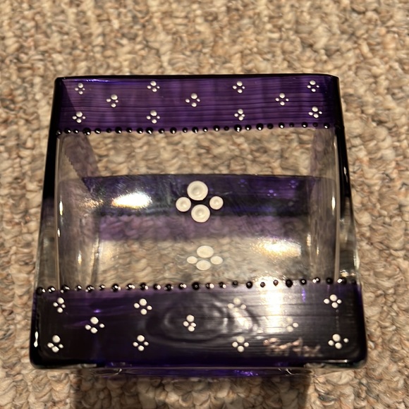 Glass hand painted floating candle holder set - Picture 3 of 4